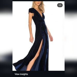 Tularosa Deep Blue Velvet Maxi Dress